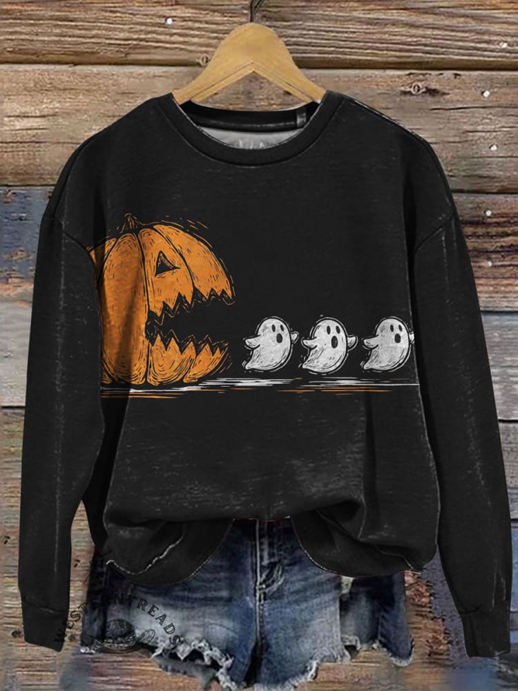 Halloween Art Prints Casual Cotton Sweatshirt