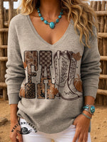 Vintage Fall Art Prints Casual Cotton Sweatshirt