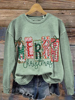 Vintage Christmas Art Prints Casual Cotton Sweatshirt