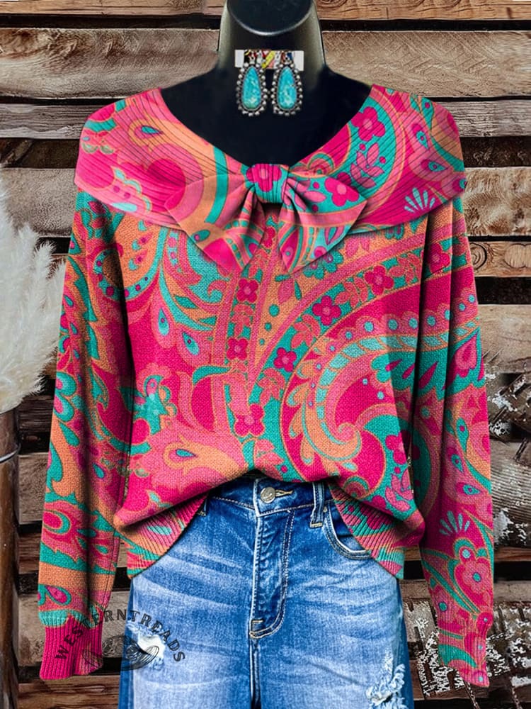 Women's Paisley Print Casual Sweater