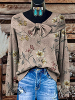 Women's Vintage Floral Print Casual Sweater