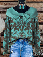 Women's Vintage Floral Print Casual Sweater