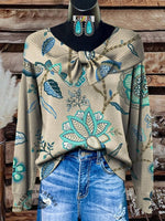 Women's Vintage Floral Print Casual Sweater
