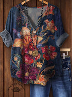 Vintage Floral Prints Casual Shirt