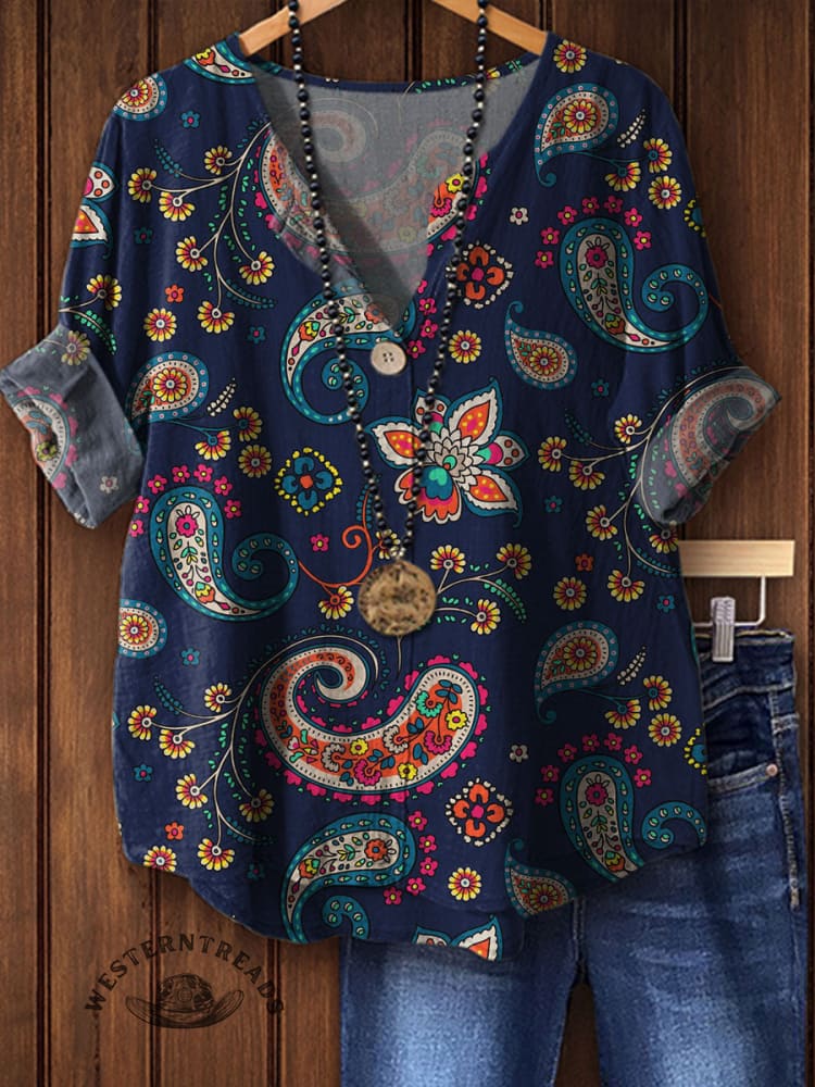 Vintage Paisley Prints Casual Shirt