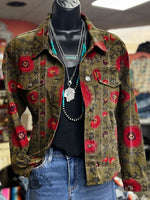 Vintage Vintage Floral Print Casual Denim Jacket