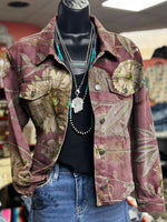 Vintage Art Print Casual Denim Jacket