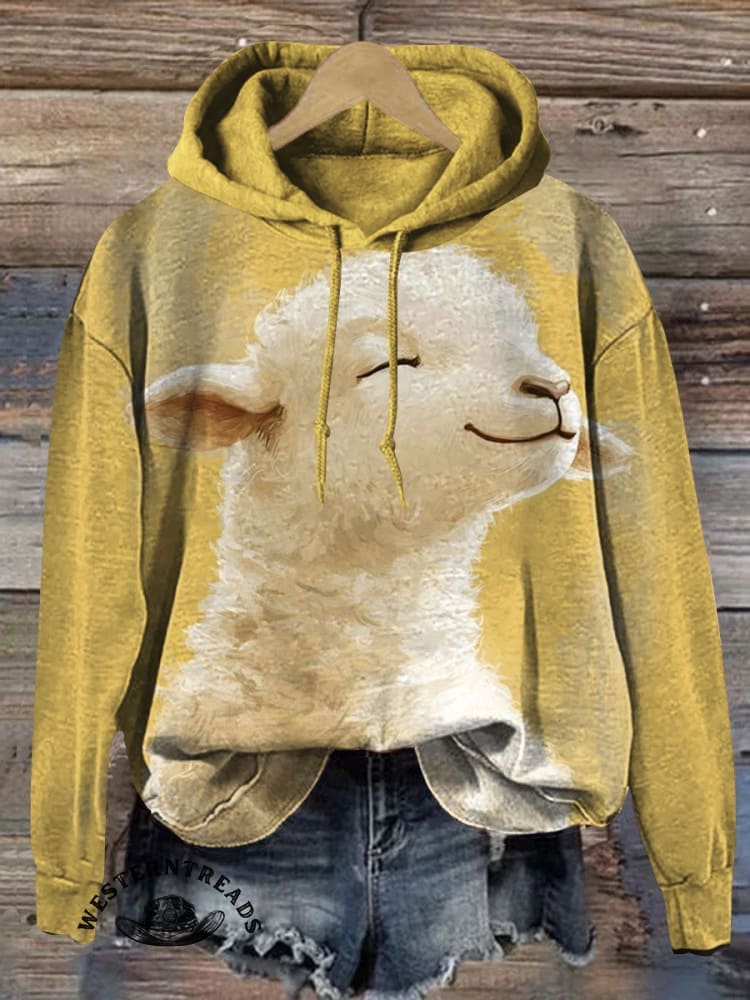 Lamb Art Prints Casual Cotton Sweatshirt
