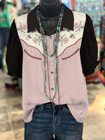 Western Style Women's Print Casual Cotton Shirt