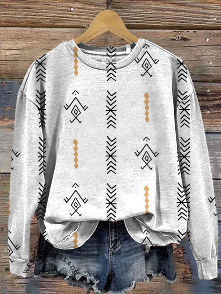 Vintage Simple Print Casual Cotton Sweatshirt