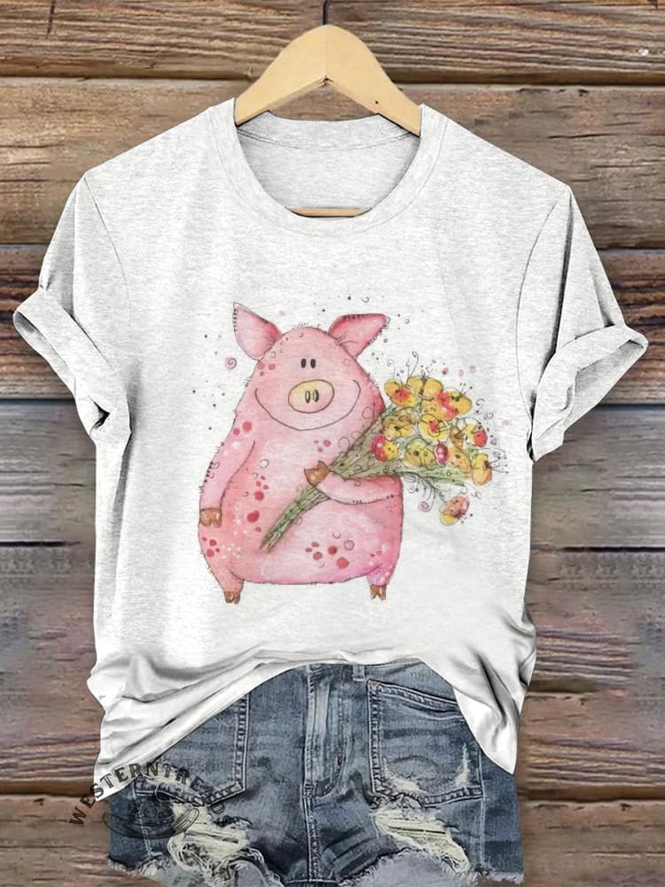 Vintage Farm Animal Art Print T-shirt