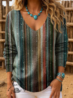 Women's Vintage Art Print Casual Pullover Sweater