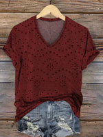 Women's Classic Pastoral Print V-neck Casual T-Shirt