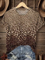 Western Style Print Women's V-neck Casual T-Shirt