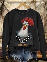 Retro Hen Art Print Casual T-shirt