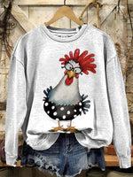 Retro Hen Art Print Casual T-shirt