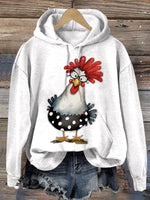 Retro Hen Art Print Casual T-shirt