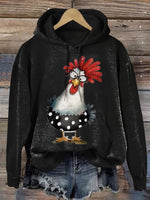 Retro Hen Art Print Casual T-shirt