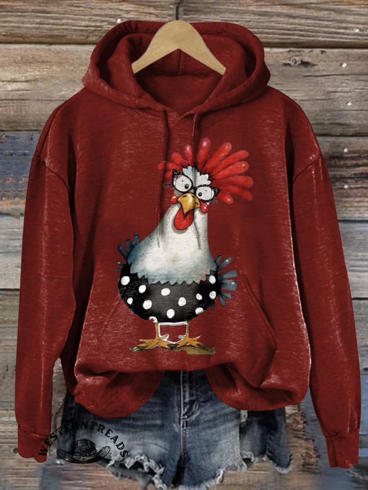 Retro Hen Art Print Casual T-shirt