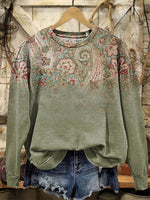 Vintage Classic Simple Paisley Art Print Casual Cotton Sweatshirt