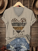 Women's Vintage Print V-neck Casual T-Shirt