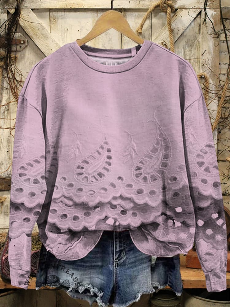 Vintage Classic Simple Art Print Casual Cotton Sweatshirt