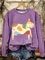 Vintage Farm Art Print Casual Cotton Sweatshirt