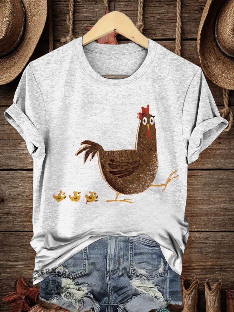 Retro Farm Art Print Casual T-shirt