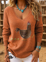 Vintage Farm Art Print Casual Cotton Sweatshirt