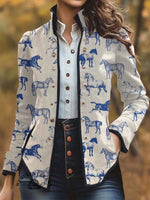 Women's Retro Horse Print Print Casual Jacket