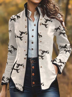 Women's Retro Horse Print Print Casual Jacket