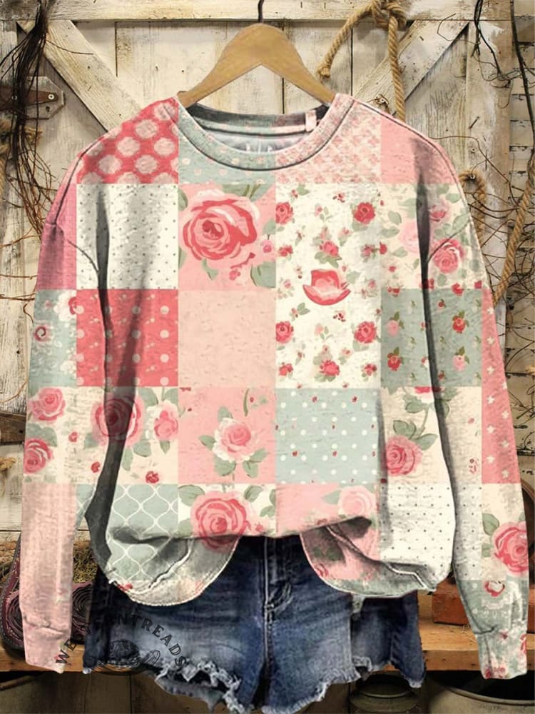 Vintage Fall Art Print Casual Cotton Sweatshirt