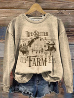 Vintage Western Art Print Casual Cotton Sweatshirt