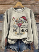 Vintage Christmas Art Print Casual Cotton Sweatshirt