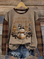 Vintage Christmas Pattern Casual Cotton Sweatshirt