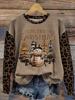 Vintage Christmas Pattern Casual Cotton Sweatshirt