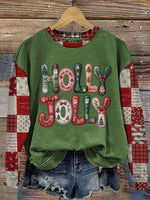 Vintage Christmas Pattern Casual Cotton Sweatshirt