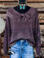 Women's Vintage Floral Print Henley Neck Sweater Top