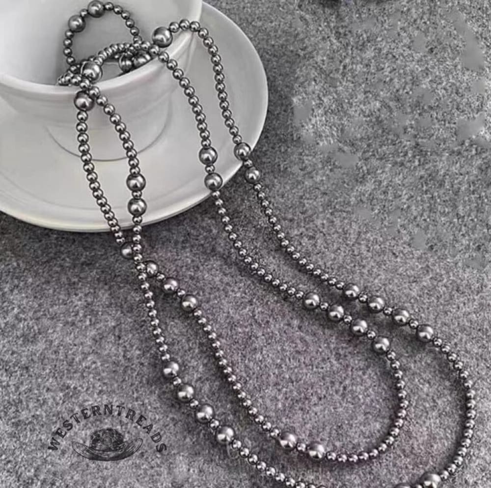 Grey Pearl Long Necklace