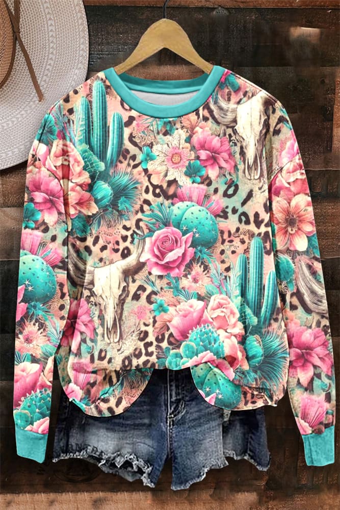 Flower Leopard Print Sweatshirt