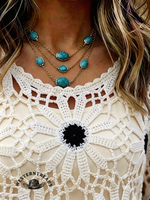 Vintage Western Art Soft Casual Crocheted Flowers Shirt