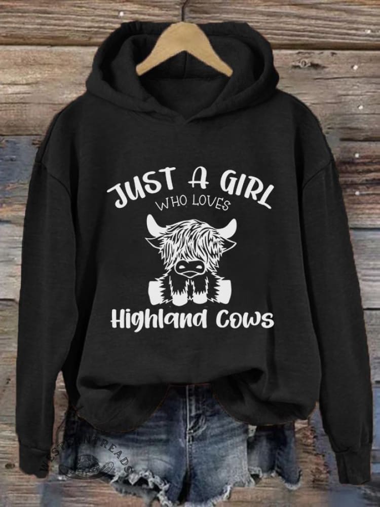 Women's Just A Girl Who Loves Highlands Cows Casual Hoodie