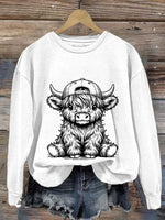 Women's Western Highland Cow Print Casual Sweatshirt