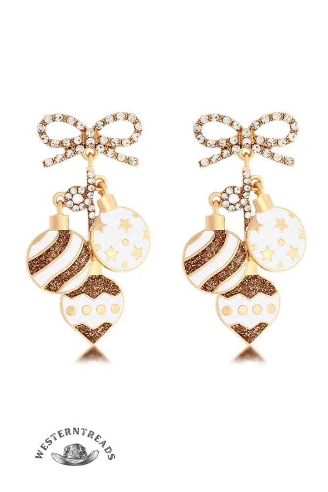 Rhinestone Christmas Ornaments Pattern Earrings