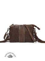 PU Genuine Leather Printed Bohemian Fringed Crossbody Bag