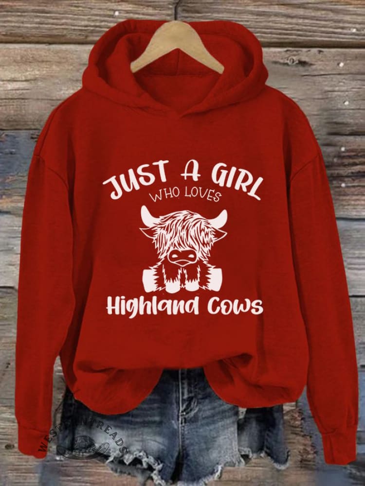 Women's Just A Girl Who Loves Highlands Cows Casual Hoodie