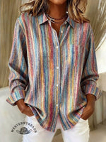 Women's Vintage Art Print Casual Cotton Shirt