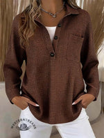 Women's Casual Solid Color Collared Sweatshirt