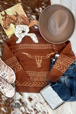 Vintage Long Horn Print Sweater