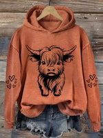 Women's Cute Highland Cow Casual Hoodie